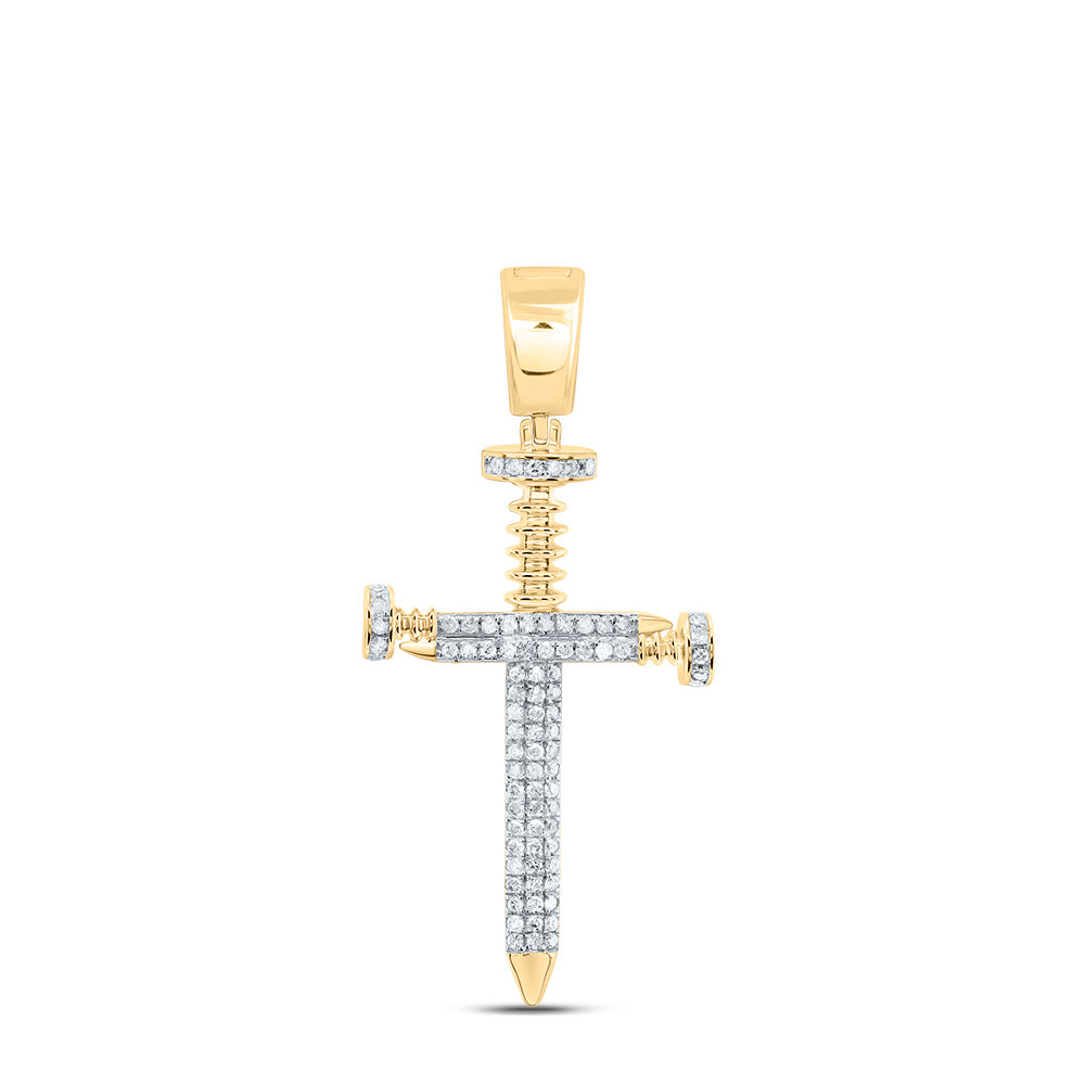 3/8Ct-Dia P1P2 Mens Cross Charm (3.04 grams)