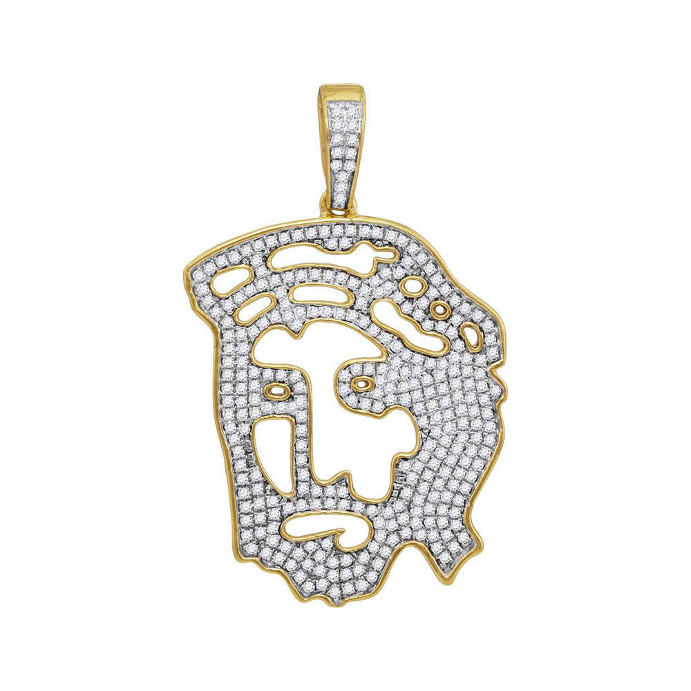 10Kt Yellow Gold 1Ct-Dia Mens Jesus Charm (4.53 grams)