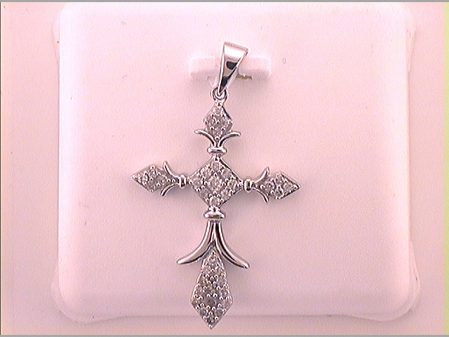 10Kt White Gold 1/4Ct-Dia Cross Pendant (1.62 grams)