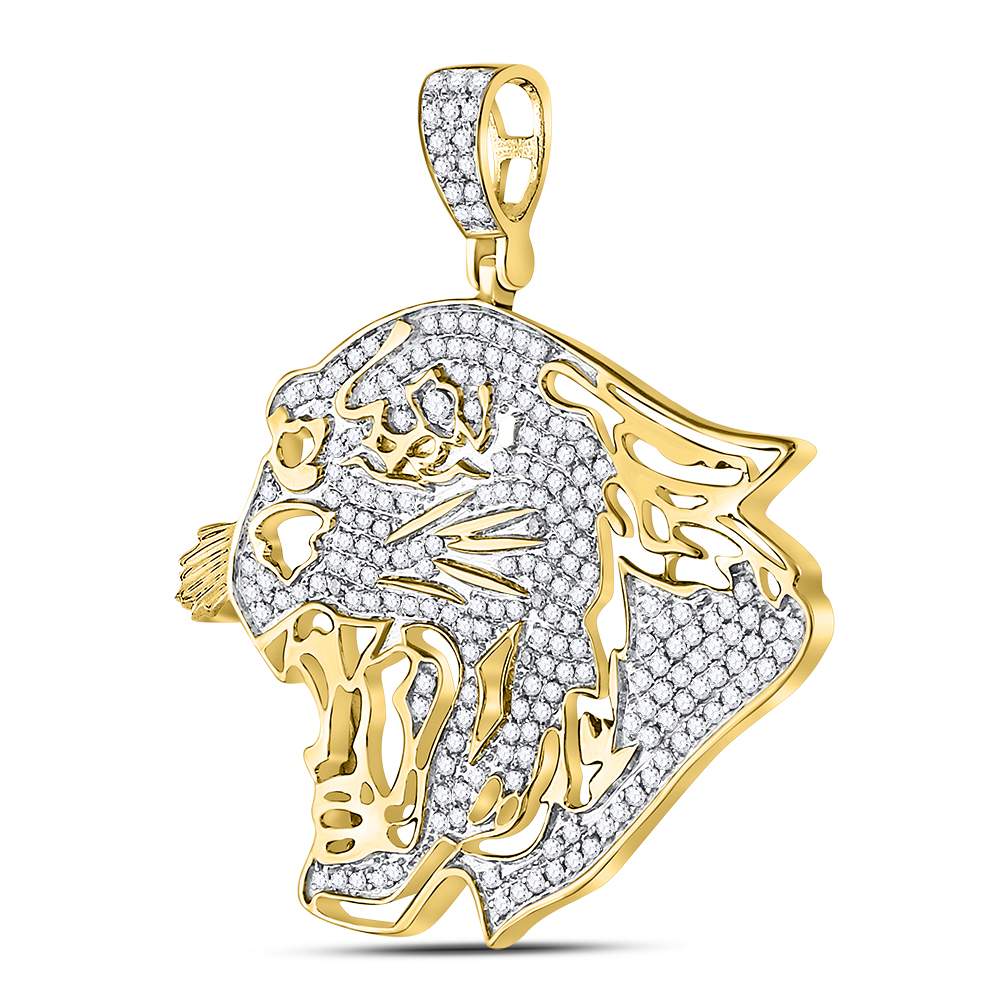 10Kt Yellow Gold 5/8 Ct-Dia Tiger Mens Charm (5.11 grams)