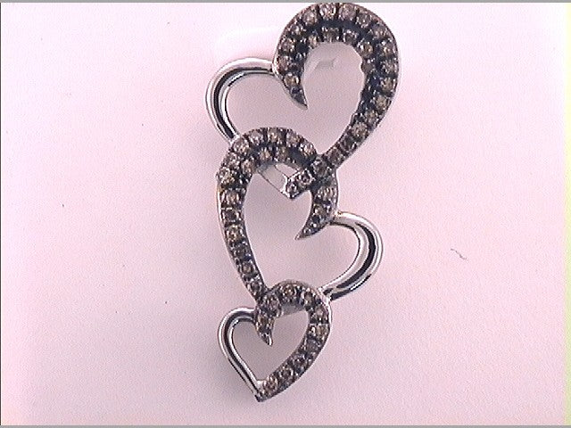 10Kt White Gold 1/5Ctw-Dia Natural Brown Heart Pendant