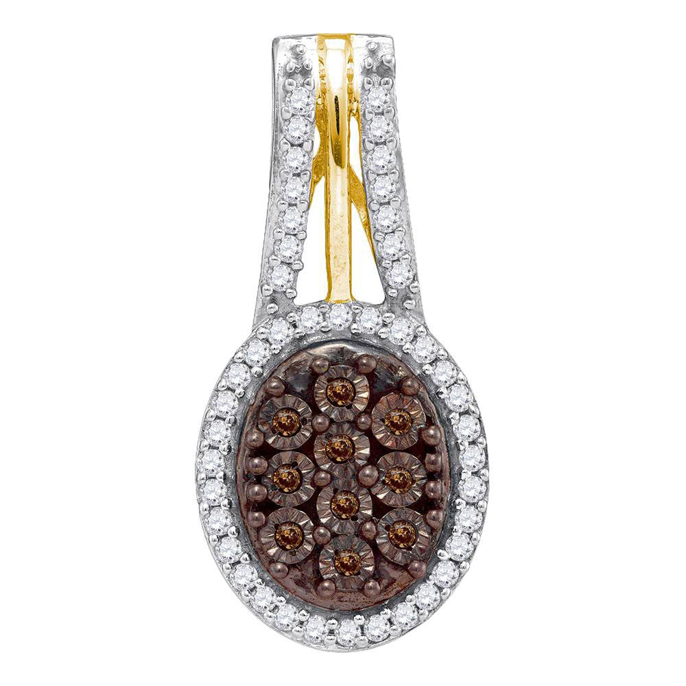 10Kt Yellow Gold 1/2Ctw-Dia Micro-Pave Brown Pendant (2.46 grams)