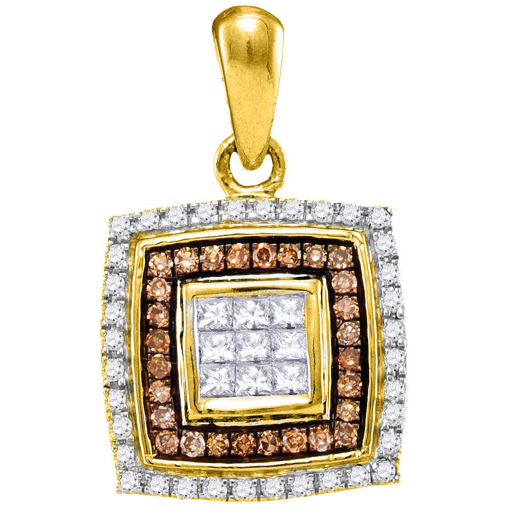 10Kt Yellow Gold 1/3Ctw-Dia Fashion Brown Pendant (1.34 grams)