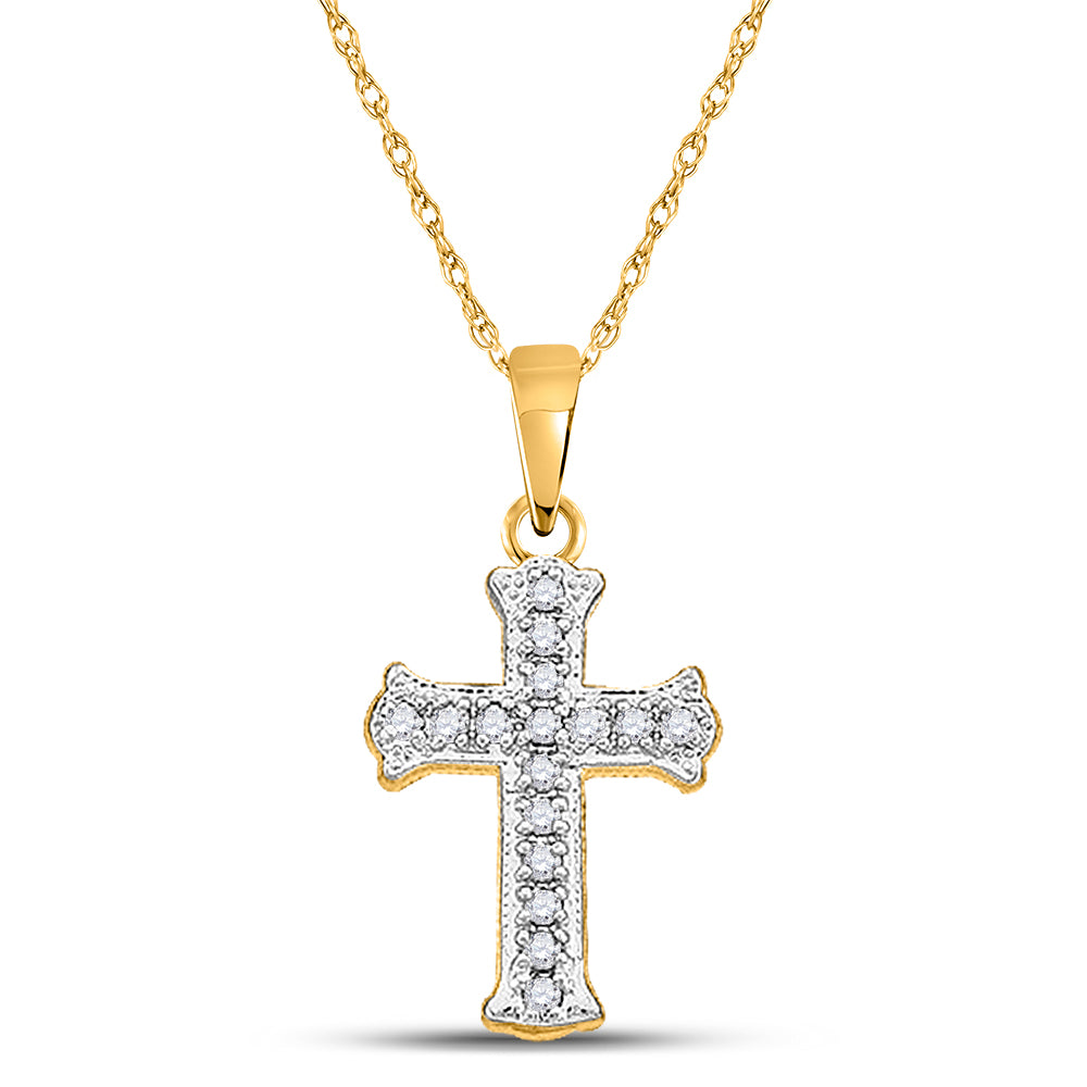 10Kt Yellow Gold 1/12Ct-Dia Gift Cross Pendant (0.74 grams)