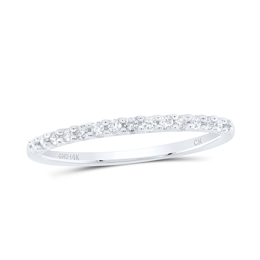 14Kt White Gold 1/6Ct Diamond Fashion Ladies Band Size 8 (1.23 grams)