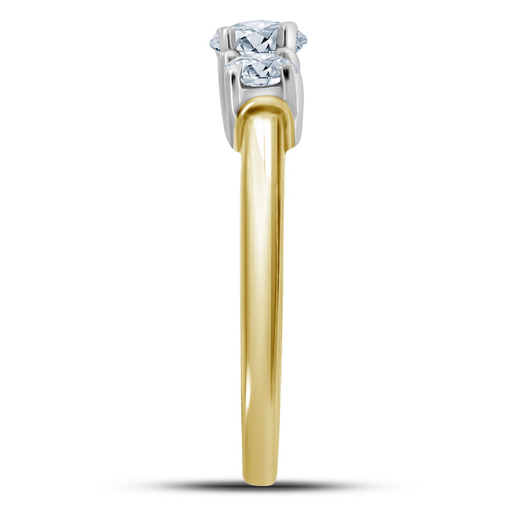 14Kt Yellow Gold 3/4Ct-Dia Rd 3Stone Diamond Ring Certified (1 grams)