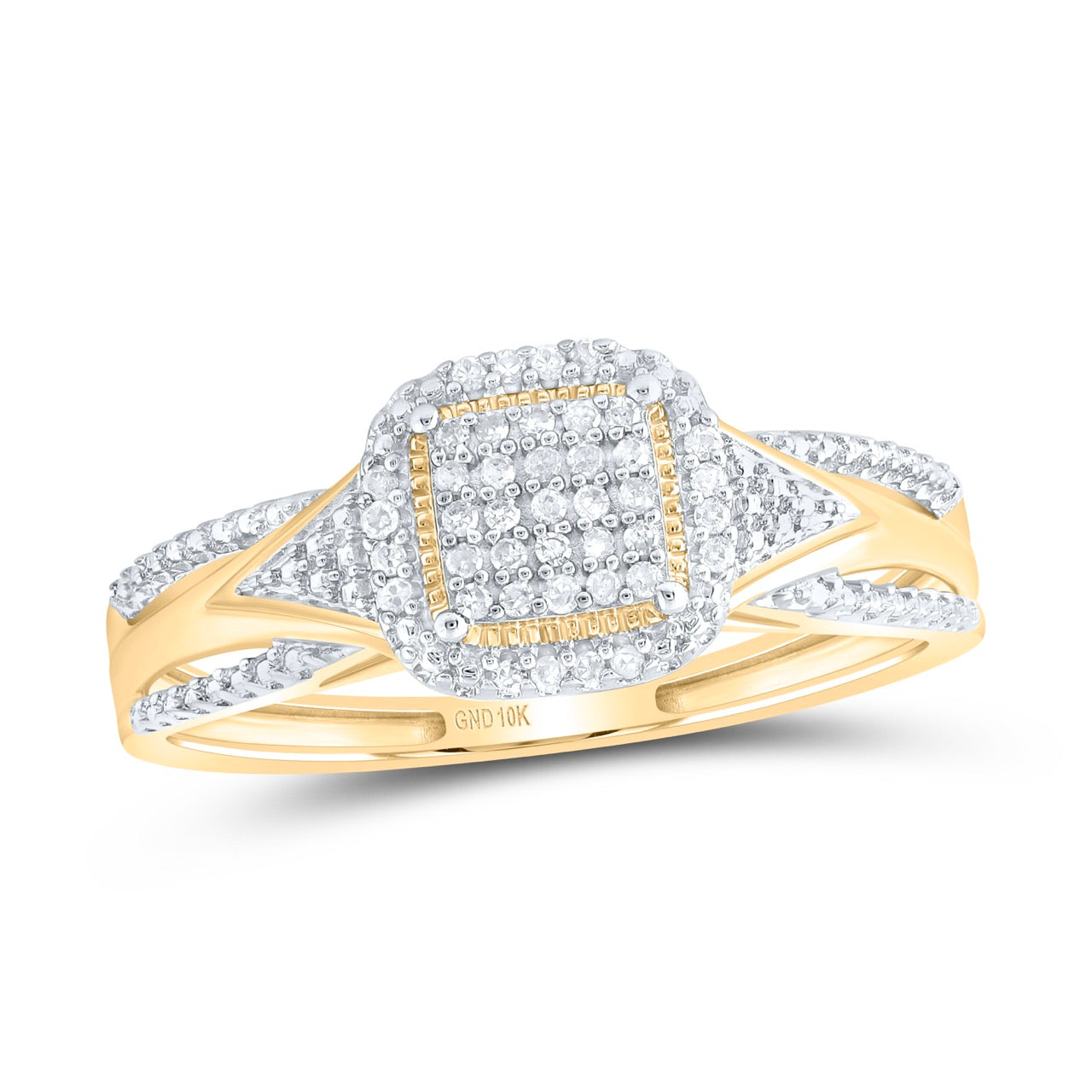 Gold Cluster Bridal Wedding Engagement Ring 1/10 Cttw Round Natural Diamond Womens (2.74 grams)