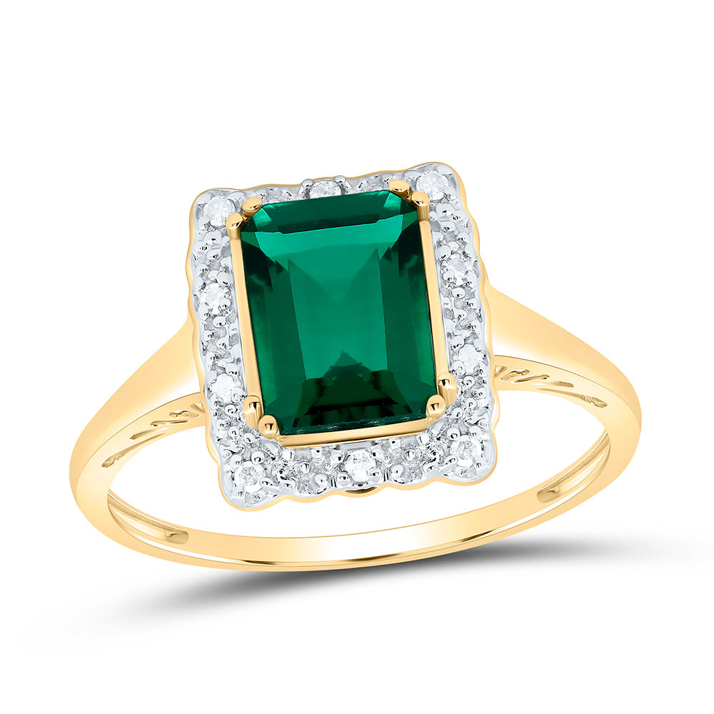10Kt Yellow Gold Womens Emerald Lab-Created Emerald Solitaire Ring 1-3/4 Cttw (2.68 grams)