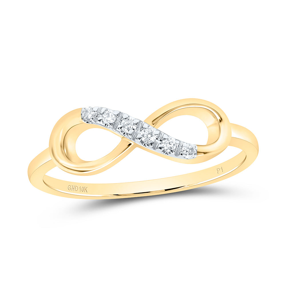 10Kt Yellow Gold Womens Round Diamond Infinity Ring 1/20 Cttw (1.81 grams)