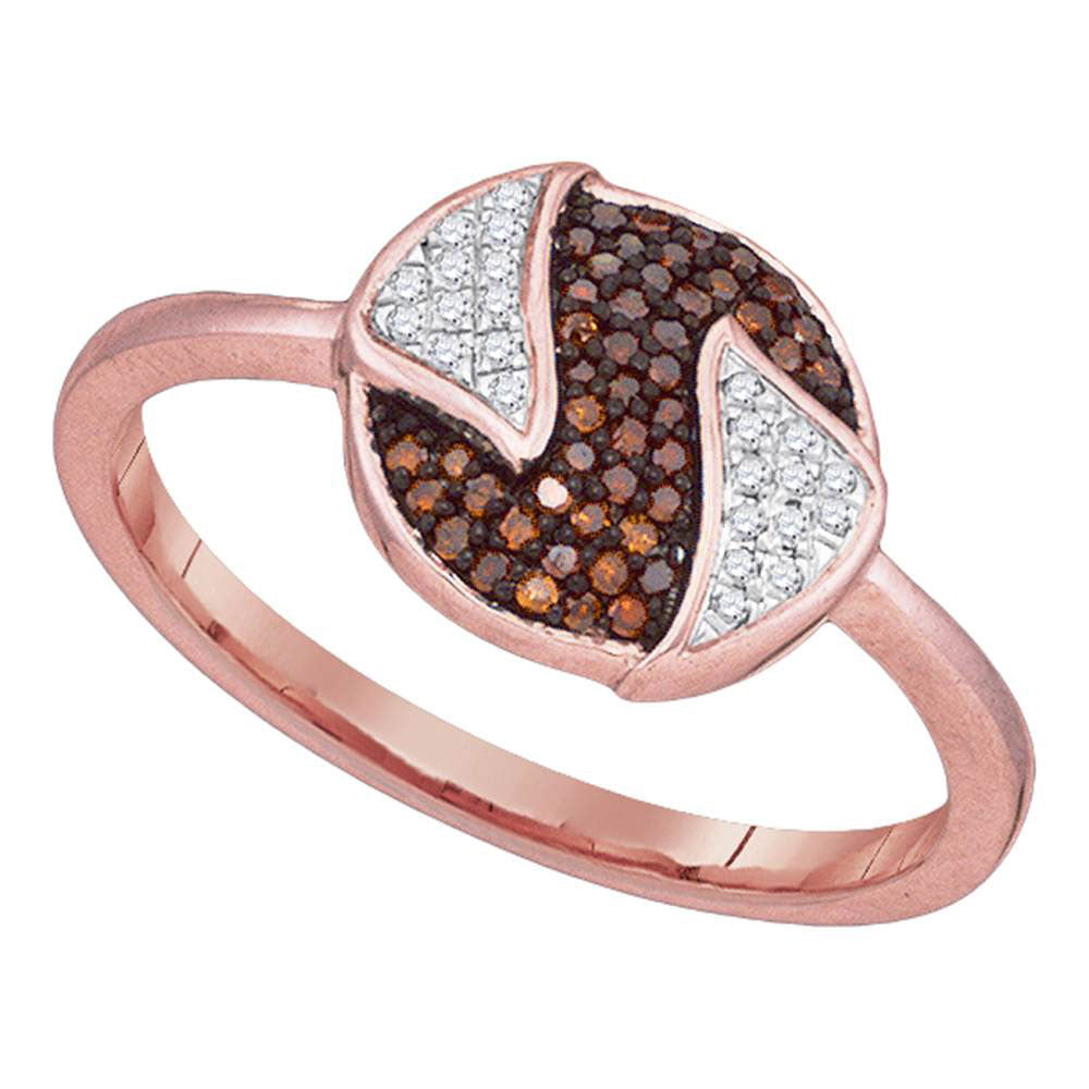 10Kt Rose Gold 1/6Ctw-Dia Micro-Pave Red Ring (1.78 grams)