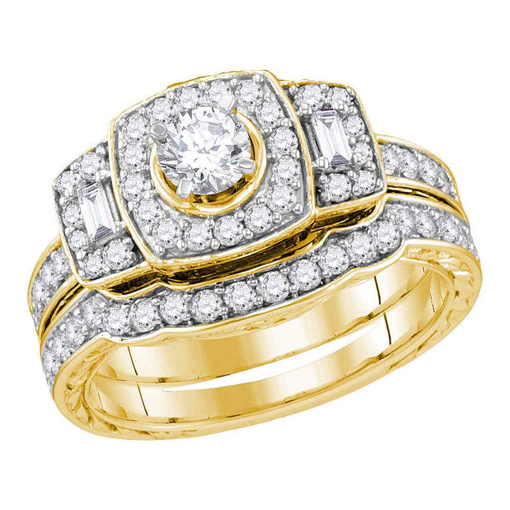 14Kt Yellow Gold 1-Ctw-Dia 1/3Ct Bridal Ring Certified (6.65 grams)