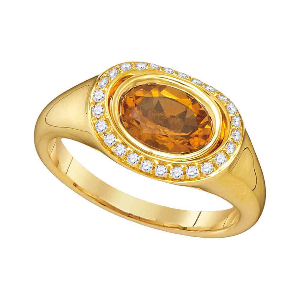 14Kt Yellow Gold 1/6Ctw-Dia 1 (Min)Ct Citrine Natural Gem Ring