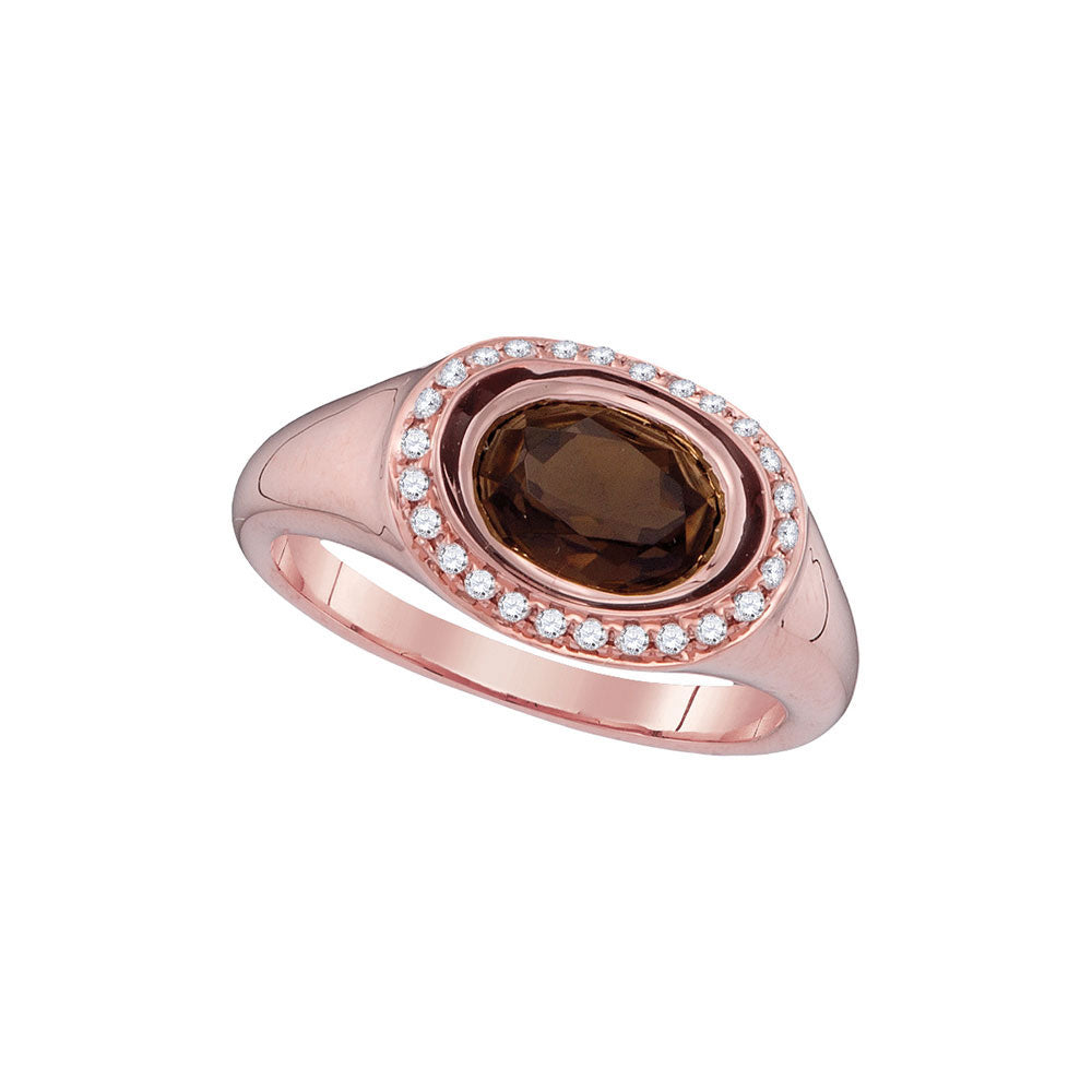 14Kt Rose Gold 1/6Ctw-Dia 1 (Min)Ct Smokey Natural Gem  Ring (4.3 grams)
