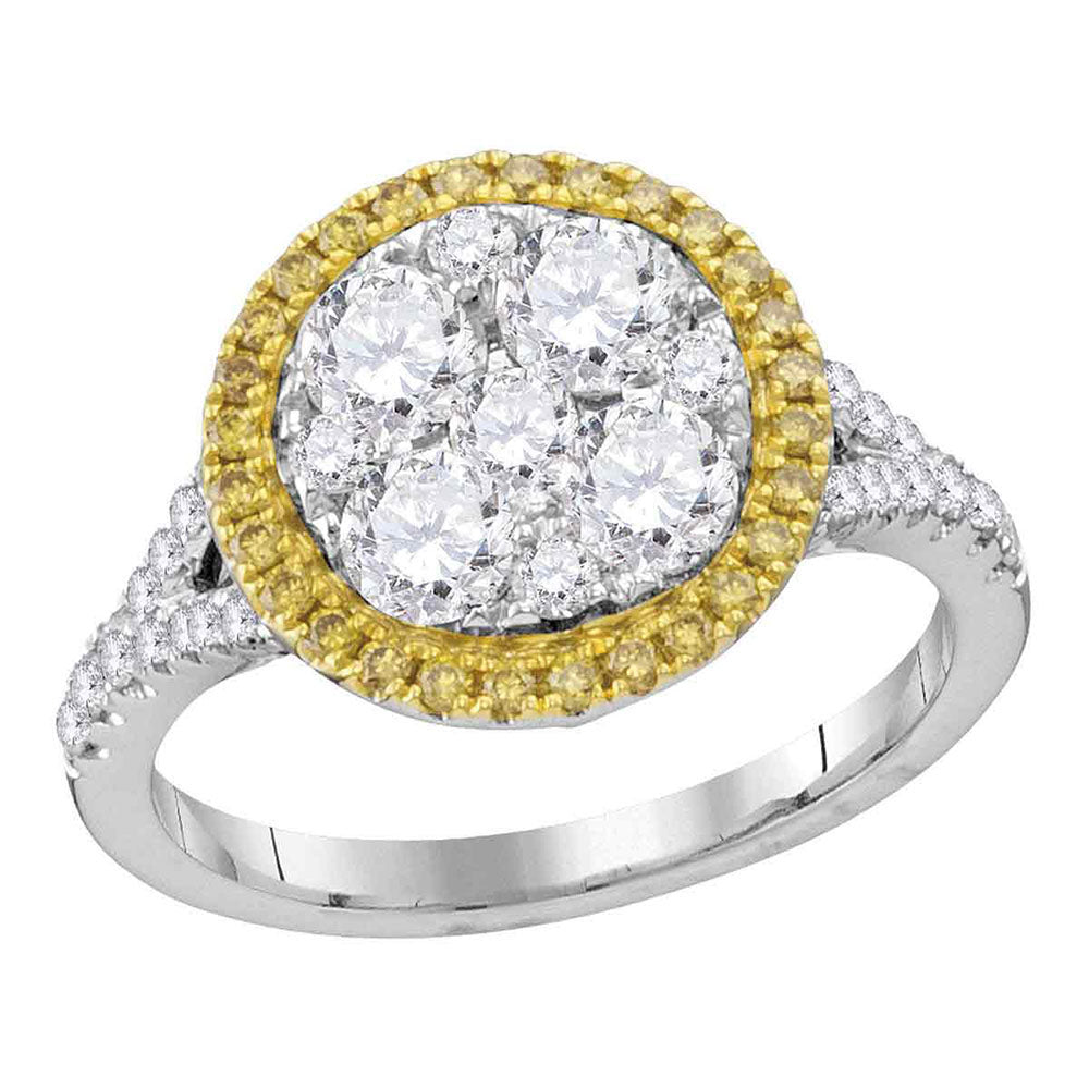 18Kt White Gold 1 5/8Ctw-Dia Gift Yellow Diamond Ring (4.68 grams)