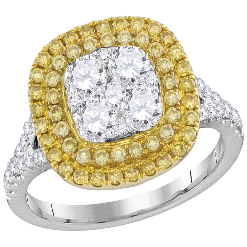 18Kt White Gold 1 1/2Ctw-Dia Gift Yellow Diamond  Ring (4.76 grams)