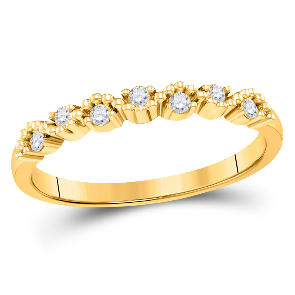 Gold Stackable Band Ring 1/8 Cttw Round Natural Diamond Womens (1.72 grams)