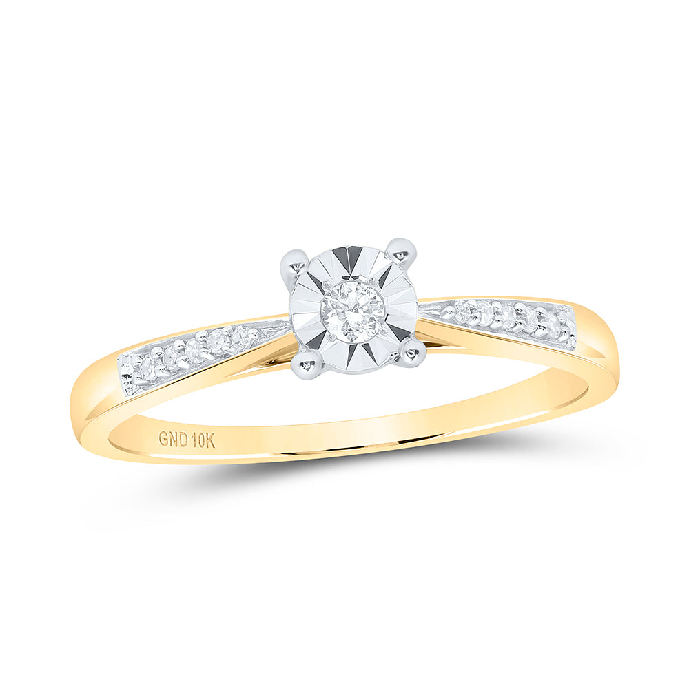 Gold Solitaire Bridal Wedding Engagement Ring 1/10 Cttw Round Natural Diamond Womens (1.72 grams)