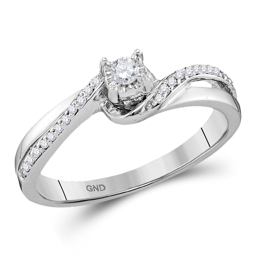 10Kt White Gold Womens Round Diamond Solitaire Bridal Wedding Engagement Ring 1/8 Cttw (2.46 grams)