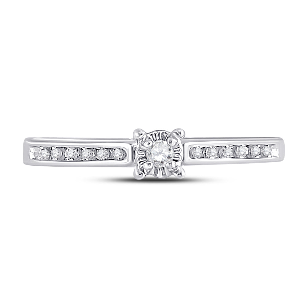 10Kt White Gold Womens Round Diamond Solitaire Bridal Wedding Engagement Ring 1/10 Cttw (2.04 grams)