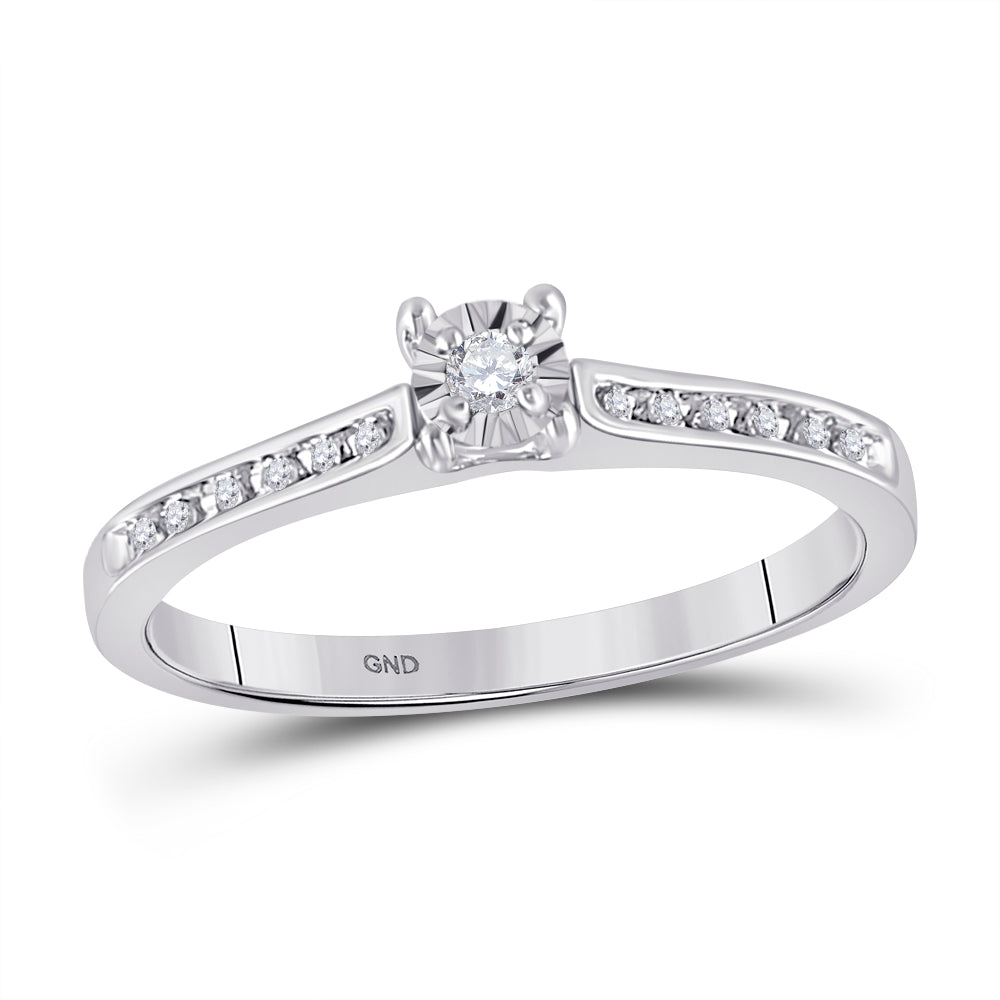 10Kt White Gold Womens Round Diamond Solitaire Bridal Wedding Engagement Ring 1/10 Cttw (2.04 grams)