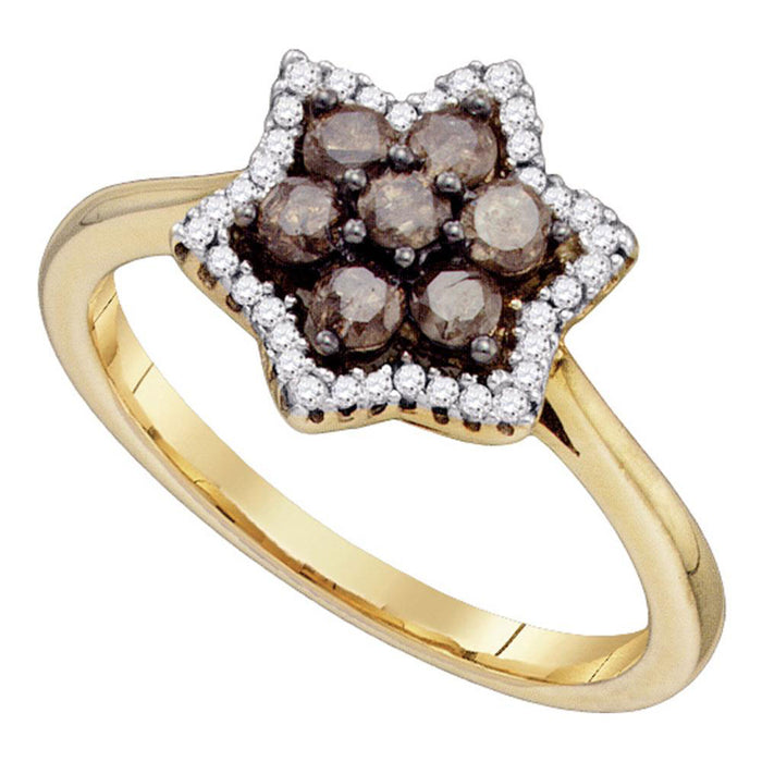 10Kt Yellow Gold 1/2Ct Diamond Fashion Brown Ring
