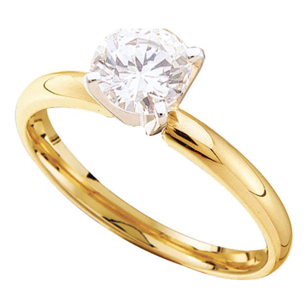 Gold Solitaire Bridal Wedding Engagement Ring 7/8 Cttw Round Natural Diamond Womens (2.92 grams)