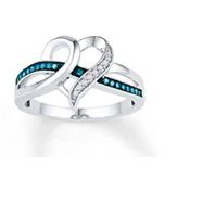 10Kt White Gold 1/10Ctw-Dia Blue Heart Ring (2.42 grams)