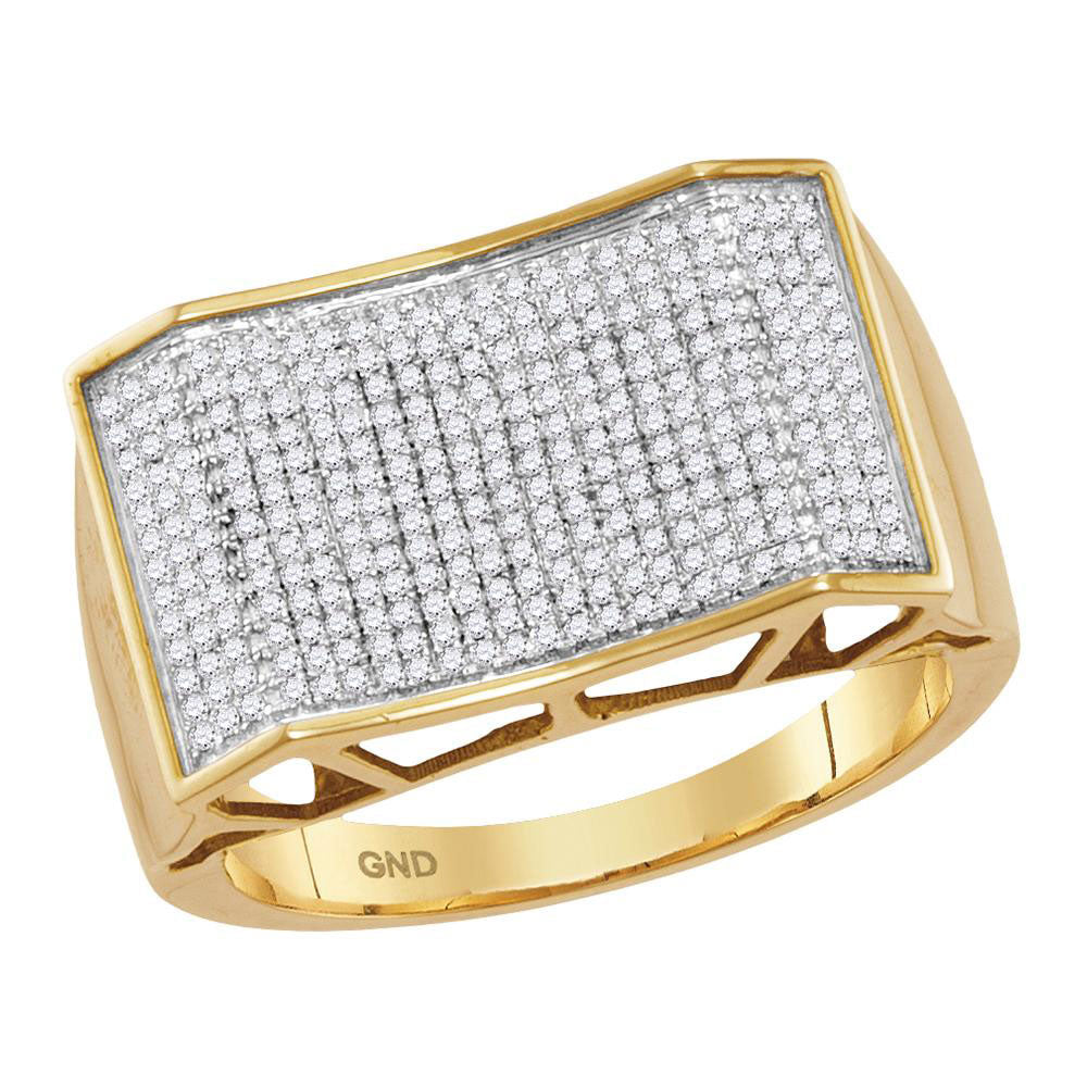 10Kt Yellow Gold 1/2Ct-Dia Micro-Pave Mens Ring (6.34 grams)