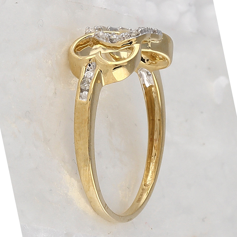 Gold Infinity Heart Ring 1/10 Cttw Round Natural Diamond Womens (2.13 grams)