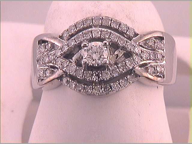 10Kt White Gold 1/2Ctw-Dia 1/6Ct-Crd Engagement Ring