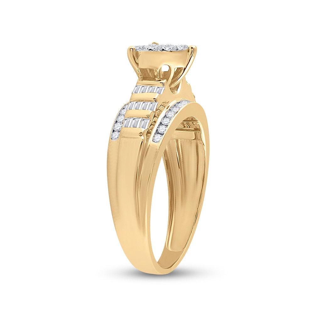 Gold Heart Bridal Wedding Engagement Ring 1/2 Cttw Baguette Natural Diamond Womens (3.66 grams)