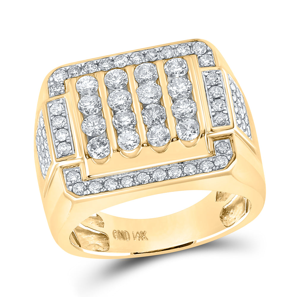 14Kt Yellow Gold 2Ct-Dia Mens Ring (11.97 grams)