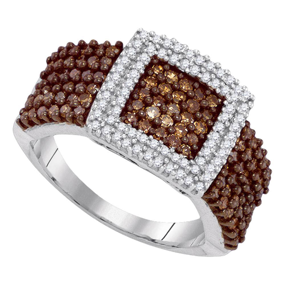 10Kt White Gold 1 Ctw-Dia Brown Micro-Pave Ring (4.51 grams)