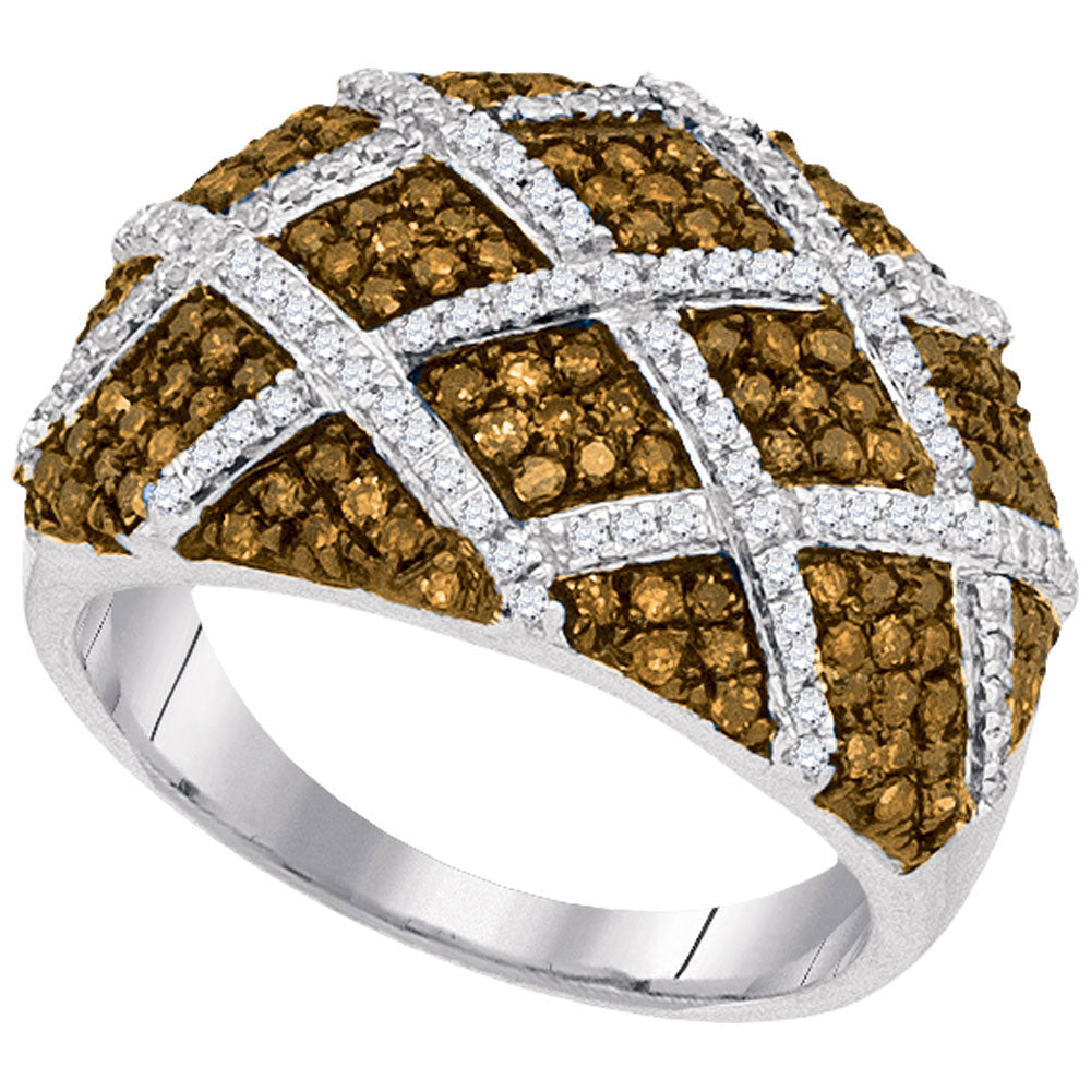 10Kt White Gold 1 Ctw-Dia Cognac Natural Brown   Ring (5.26 grams)