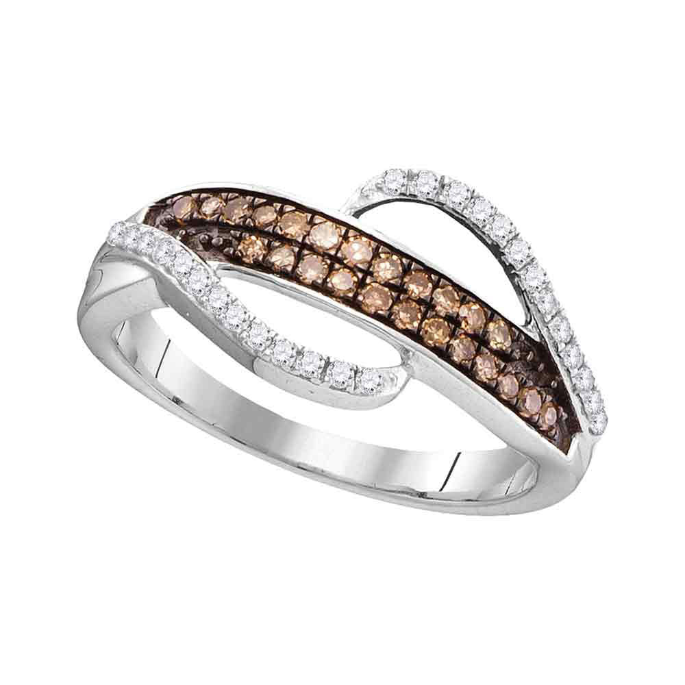 10Kt White Gold 1/3Ctw Diamond Natural Brown  Band (2.14 grams)