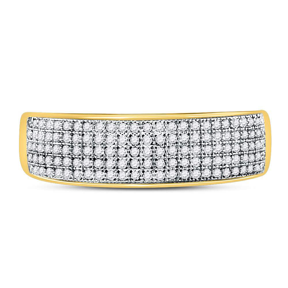 Gold Band Wedding Ring 3/8 Cttw Round Natural Diamond Mens (3.17 grams)