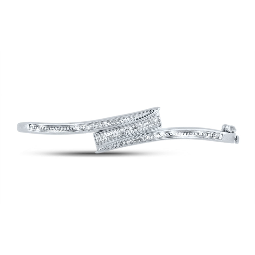 Sterling Silver 1 Ct-Dia Micro-Pave Bangle (14.44 grams)