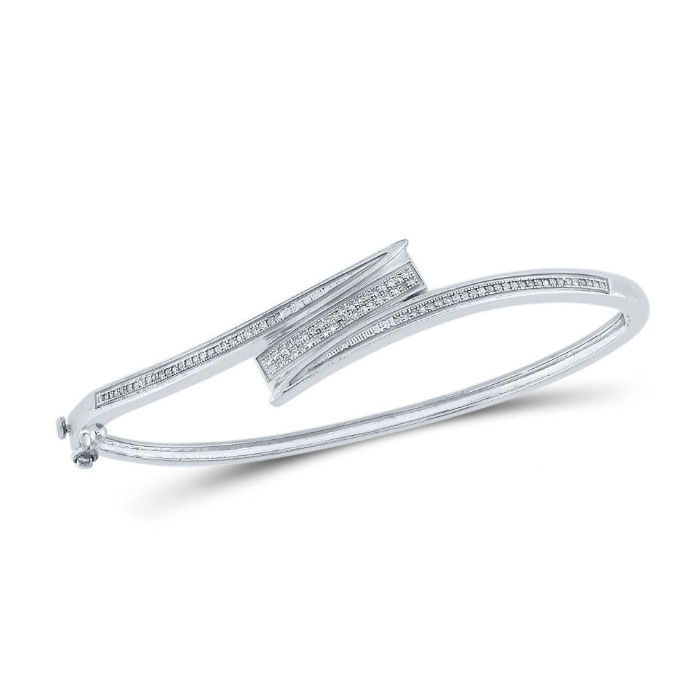 Sterling Silver 1 Ct-Dia Micro-Pave Bangle (14.44 grams)