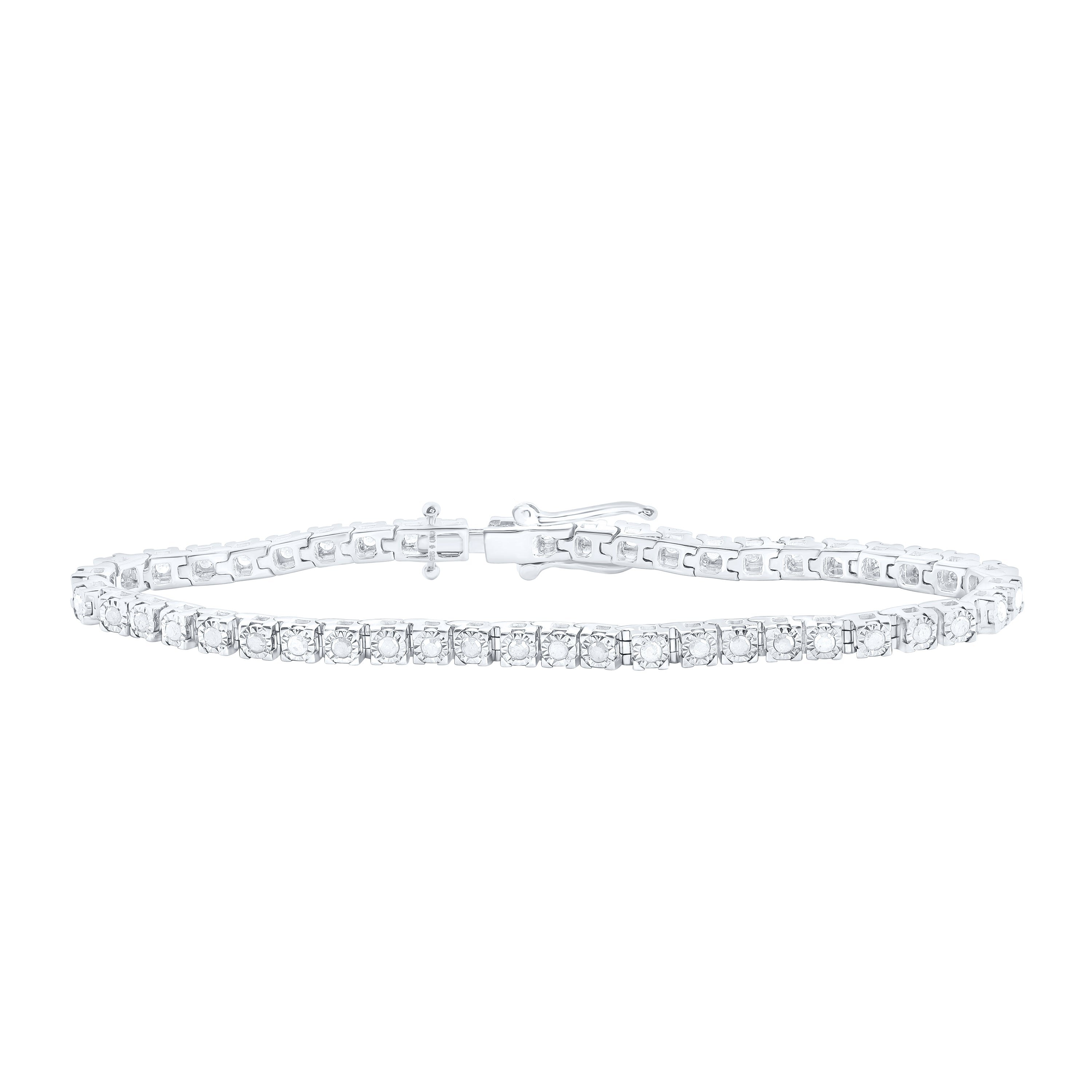 Sterling Silver 1Ctw-Dia P4 Gift Bracelet (12.94 grams)