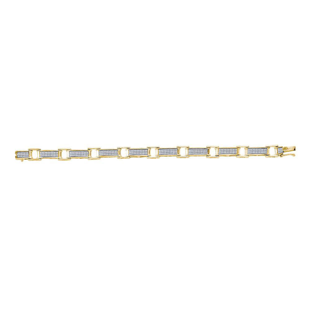 Yellow-Tone Sterling 1 Ctw-Dia Micro-Pave Bracelet (11.56 grams)