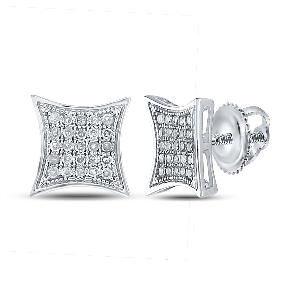 Sterling Silver 1/6Ct-Dia Micro-Pave Earrings (0.58 grams)