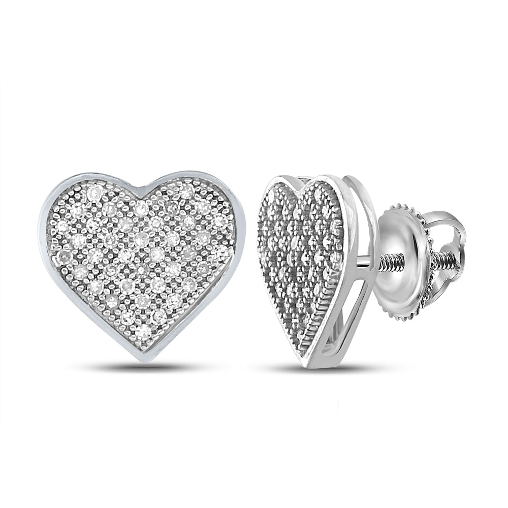 Sterling Silver 1/4Ct-Dia Gift Heart Earrings (1.46 grams)