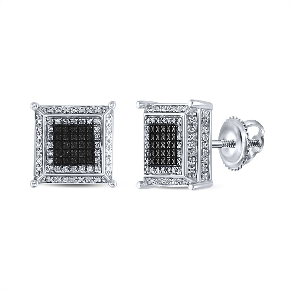 Sterling Silver 1/6Ct-Dia Micro-Pave Earrings