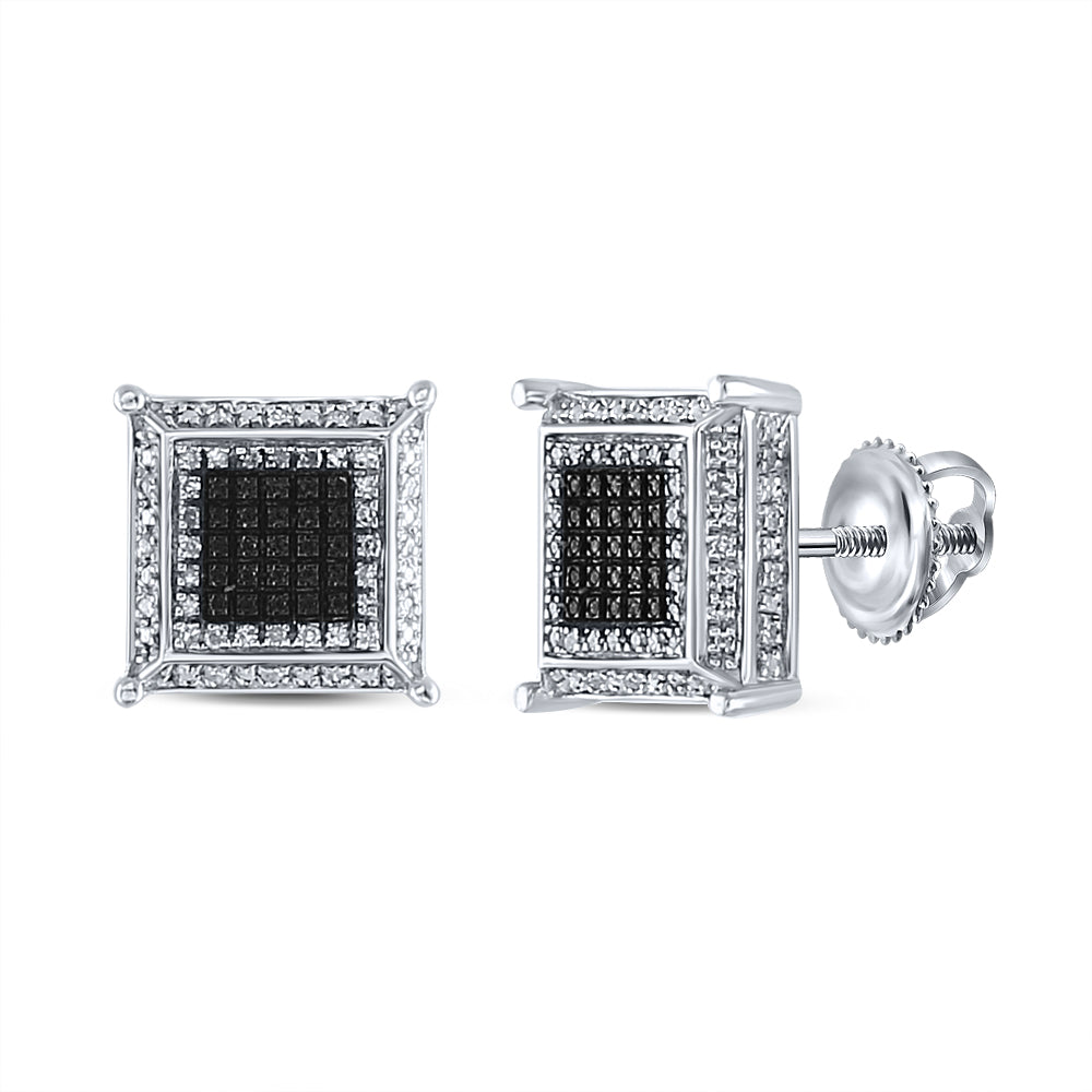 Sterling Silver 1/6Ct-Dia Micro-Pave Earrings (2.69 grams)