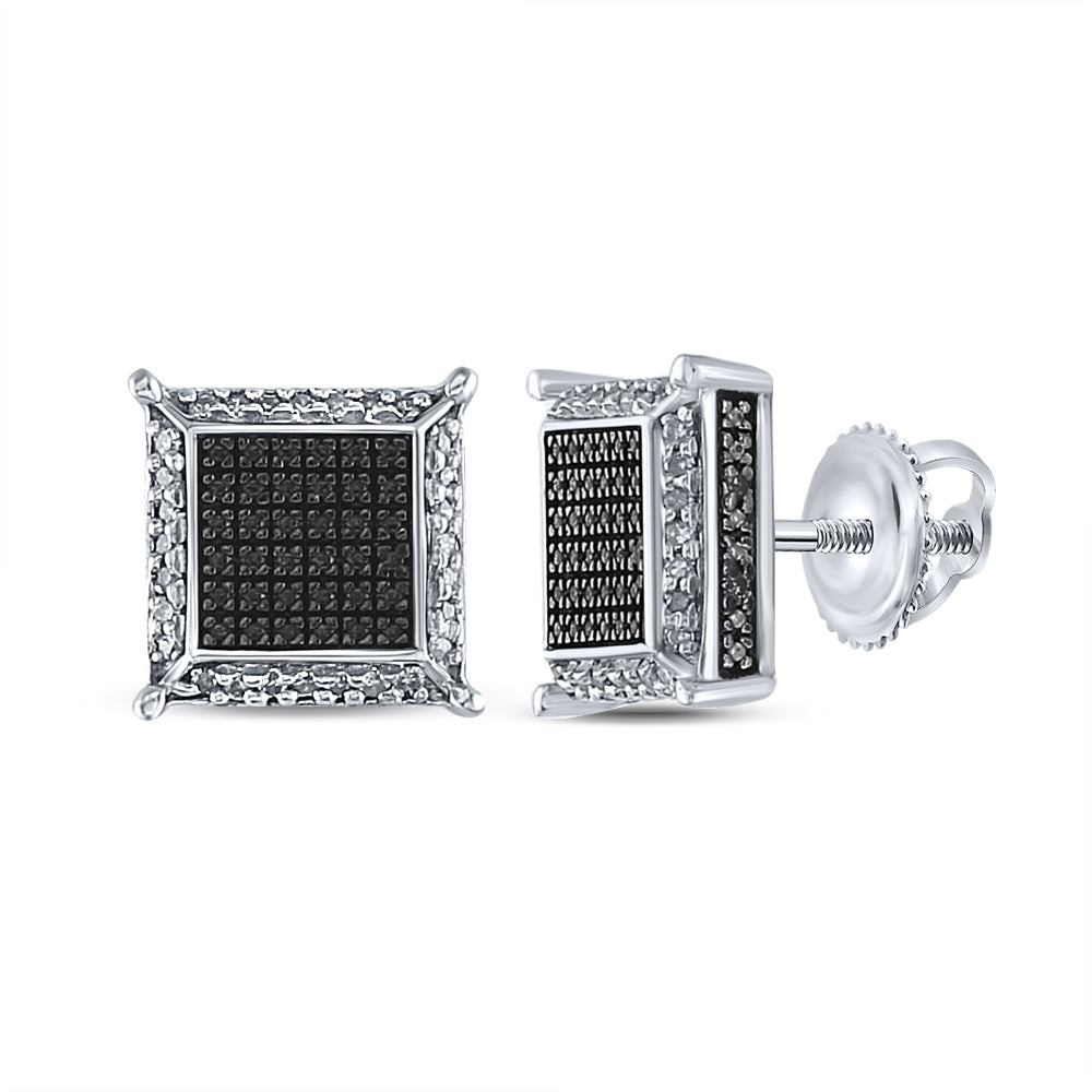 Sterling Silver 1/8Ct-Dia Micro-Pave Earrings (2.72 grams)