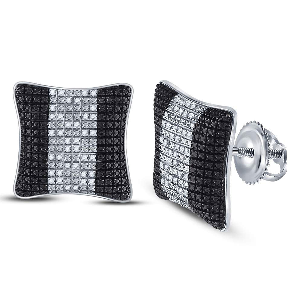 Sterling Silver 1/8Ct-Dia Micro-Pave Earrings