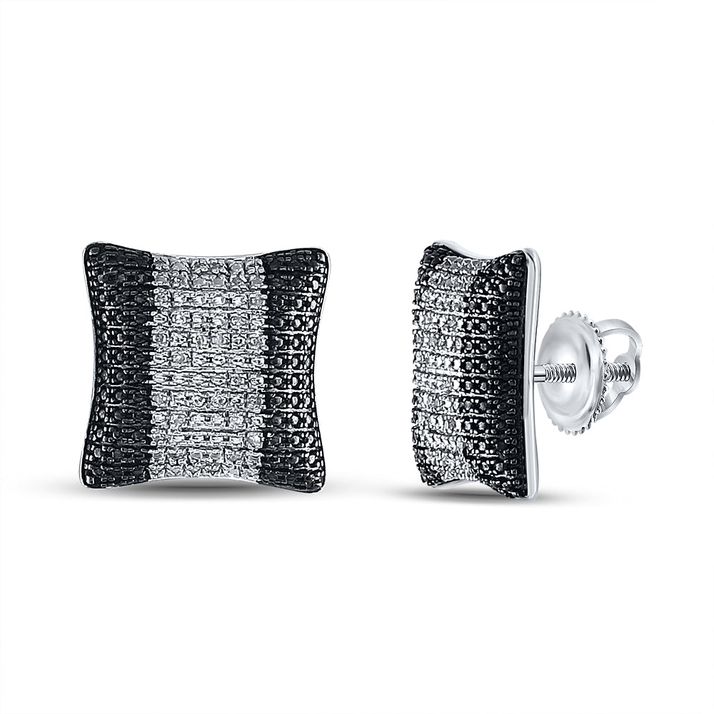 Sterling Silver 1/8Ct-Dia Micro-Pave Earrings (2.26 grams)