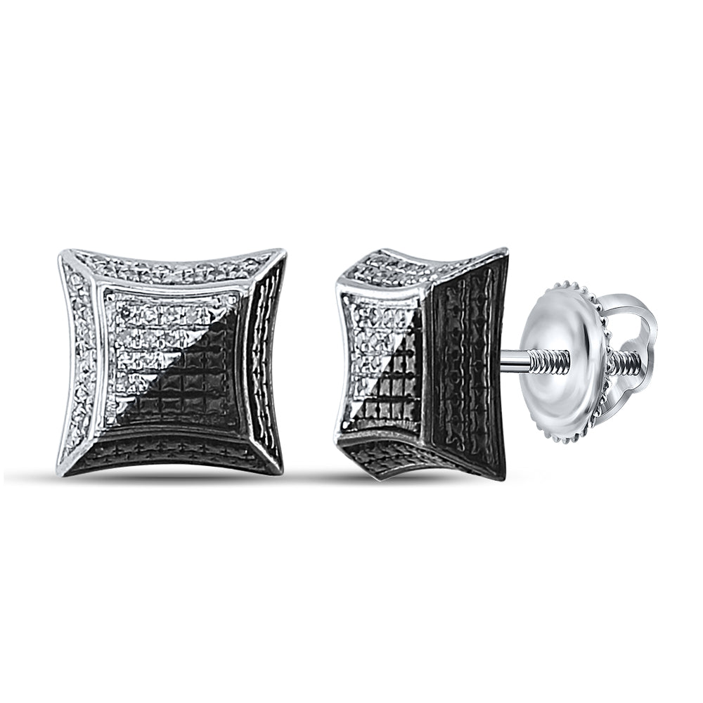 Sterling Silver 1/8Ct-Dia Micro-Pave Earrings