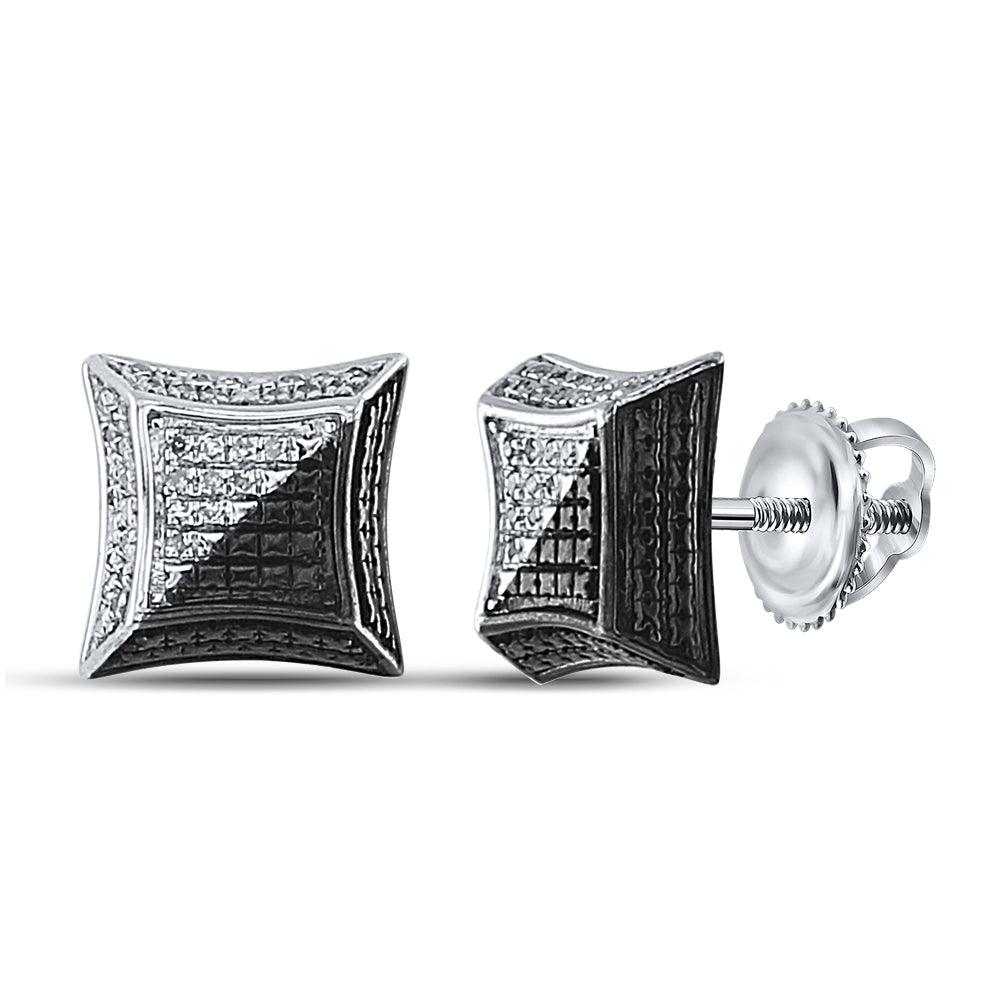 Sterling Silver 1/8Ct-Dia Micro-Pave Earrings (1.96 grams)