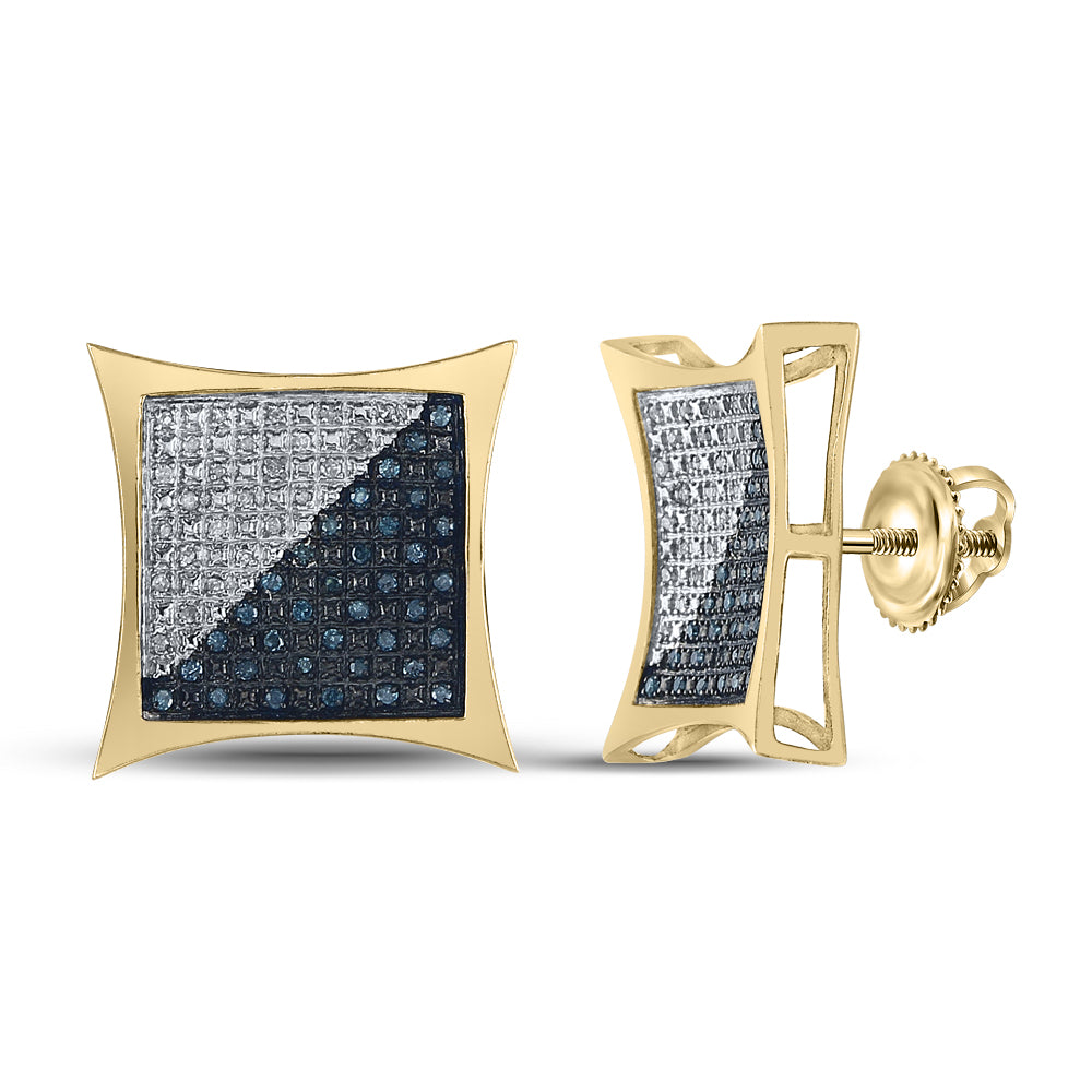 Yellow-Tone Sterling 1/3Ct-Dia Micro-Pave Earring (5.16 grams)